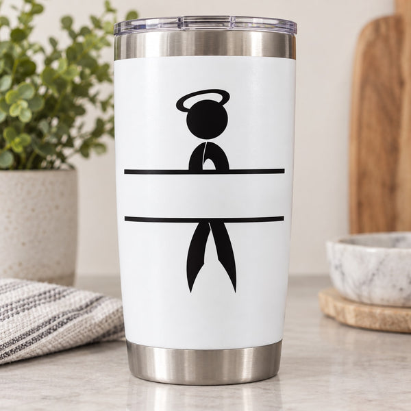 Ribbon Person with Halo and Open Placeholder Decal — illustrative vinyl decal application mockup. Surrounding objects are not included.