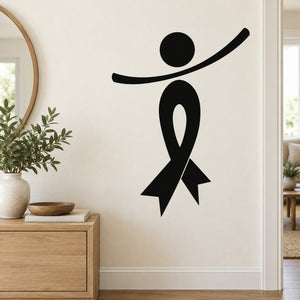 Ribbon Person Tilted Left Low Overlap Decal — illustrative vinyl decal application mockup. Surrounding objects are not included.