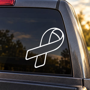 White outline ribbon decal for car window