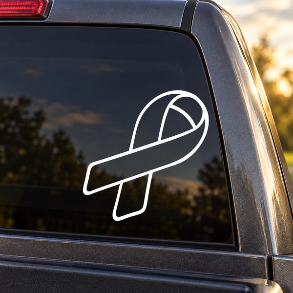 White outline ribbon decal for car window