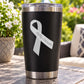 Black vinyl sticker with white awareness ribbon and script text