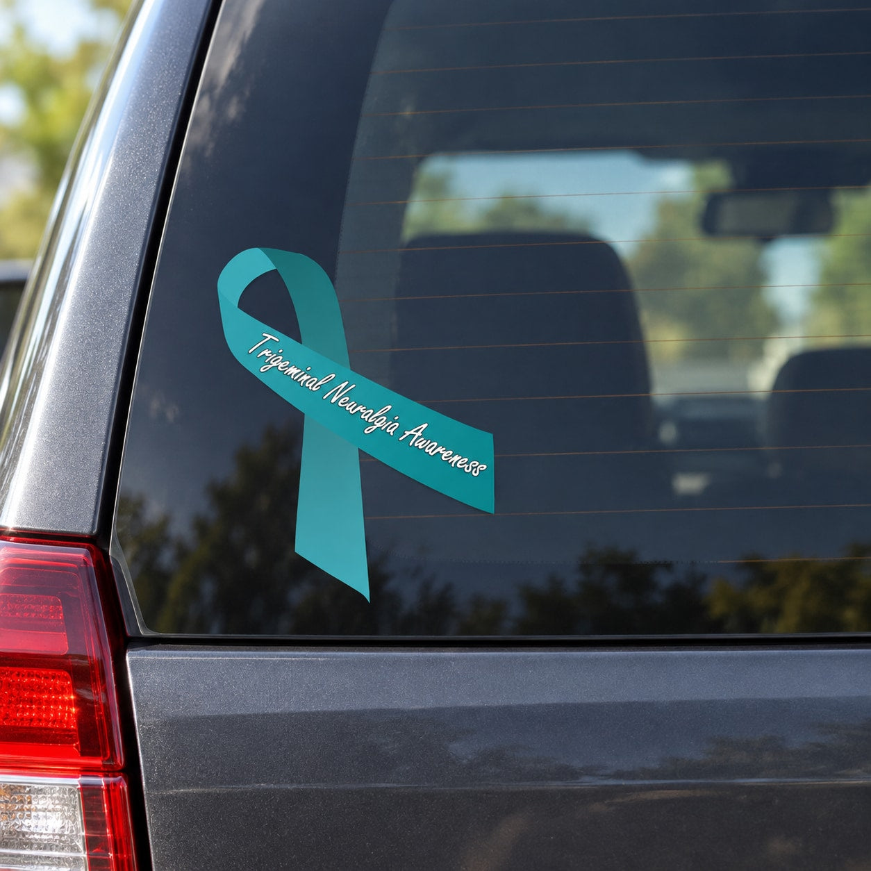 Teal trigeminal neuralgia awareness ribbon vinyl sticker