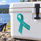 Tsunami victims vinyl sticker with teal awareness ribbon and curved text