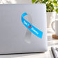 Type 1 diabetes vinyl sticker with blue ribbon and blood drop, gray ribbon tail