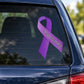 Purple ribbon vinyl sticker with cursive 'Workers Memorial Day' text