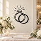 Black overlapping diamond rings wall decal with diamond and sparkle lines