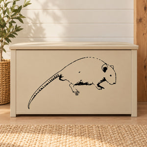 Crawling rodent wall decal, black outline design