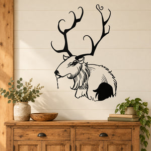 Black elk decal featuring a profile elk head with antlers and whisker details