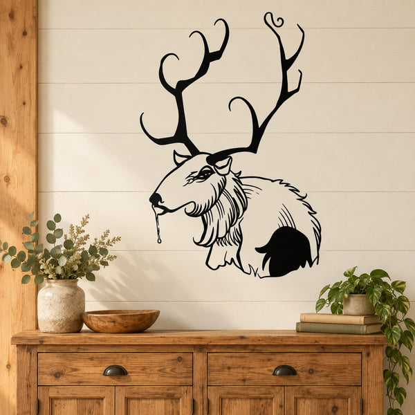 Black elk decal featuring a profile elk head with antlers and whisker details