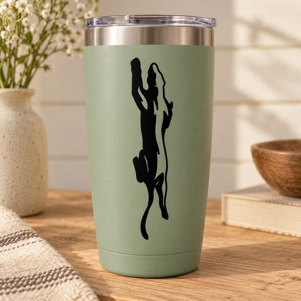Mint green tumbler with black panther decal
