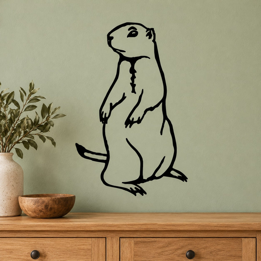 Gopher turned-head wall decal with simple black outline design