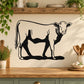 Black cow outline vinyl wall decal with detailed head and legs