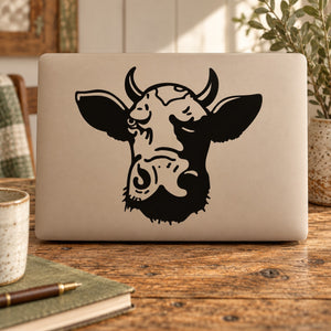 Black Angus cow head standing decal sticker