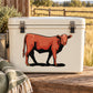 Hereford cow cattle sticker, red-brown standing cow illustration on white background