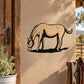 Grazing horse sticker with black outline and tan fill, single horse profile