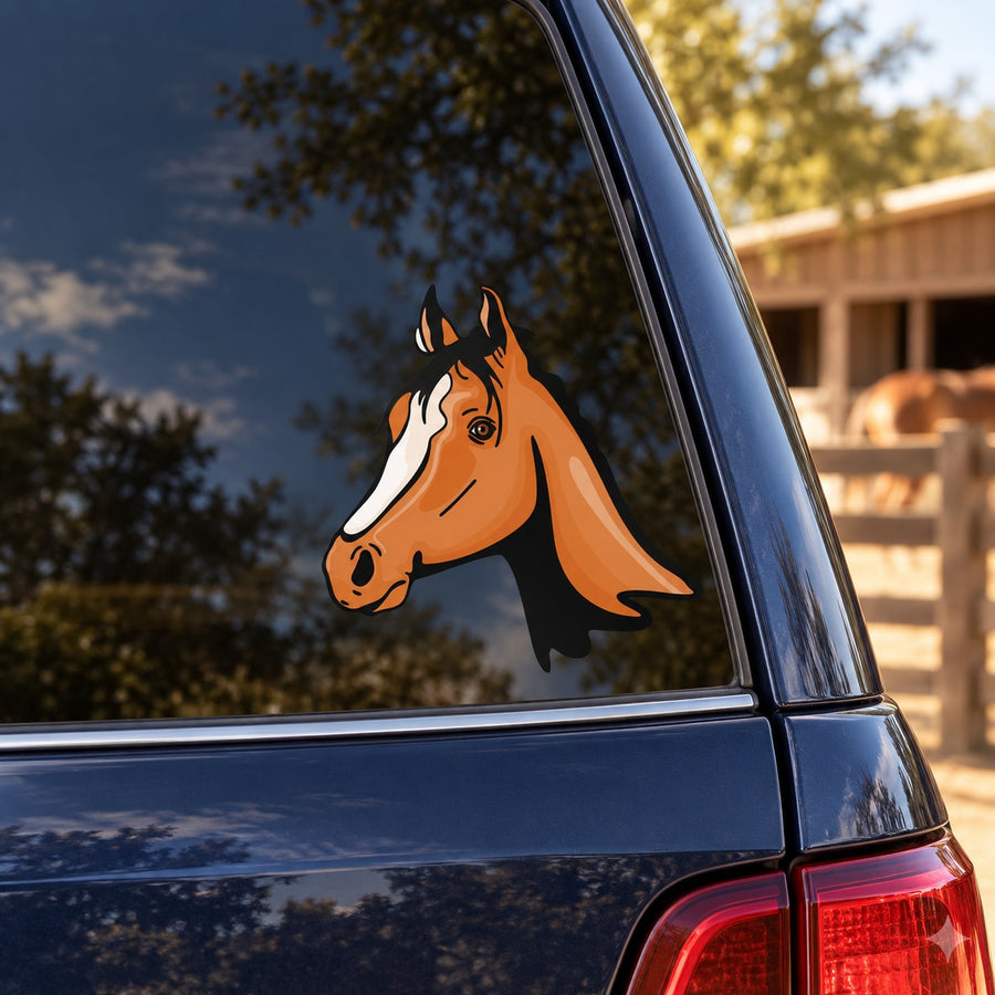 Orange and black horse head sticker decal for car window
