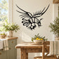 Rooster bird-catching wall decal in black line art