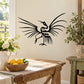 Whooping crane wall decal, black line-art bird with spread wings