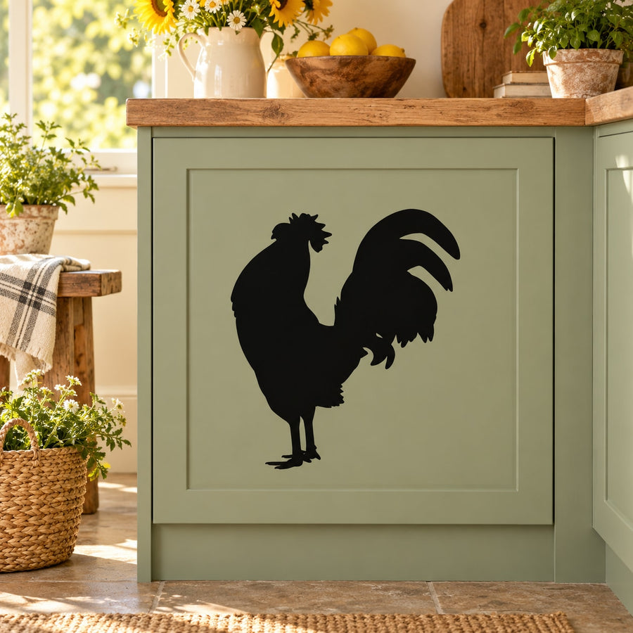 Black rooster silhouette wall decal