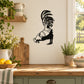 Rooster feeding wall decal with black cartoon rooster pecking