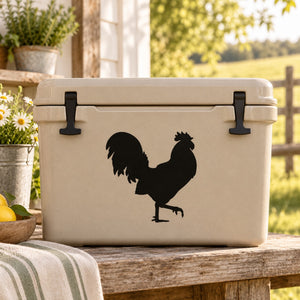 Black strutting rooster silhouette decal
