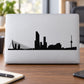 Black Rotterdam skyline decal with bridge and tower silhouette on white surface