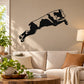 Leaping Rottweiler dog decal, black and tan silhouette on a wall