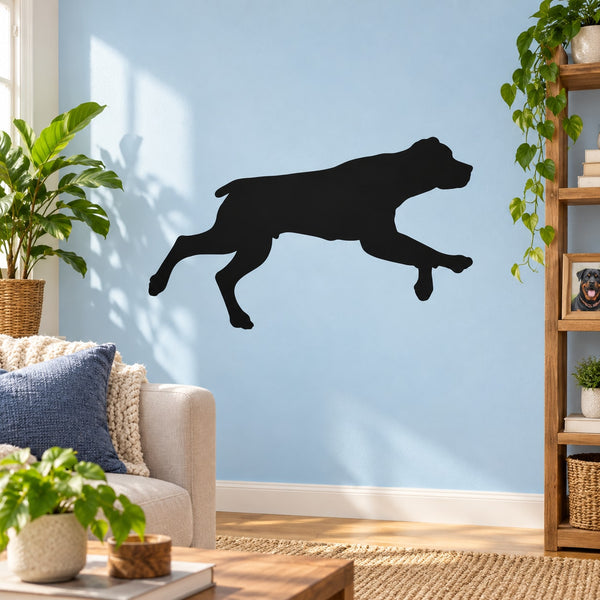 Black running Rottweiler silhouette decal