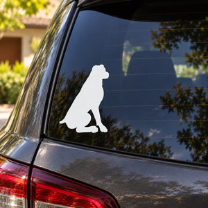 Sitting rottweiler looking away vinyl decal on car rear window