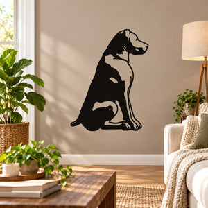 Sitting rottweiler wall decal, black dog silhouette