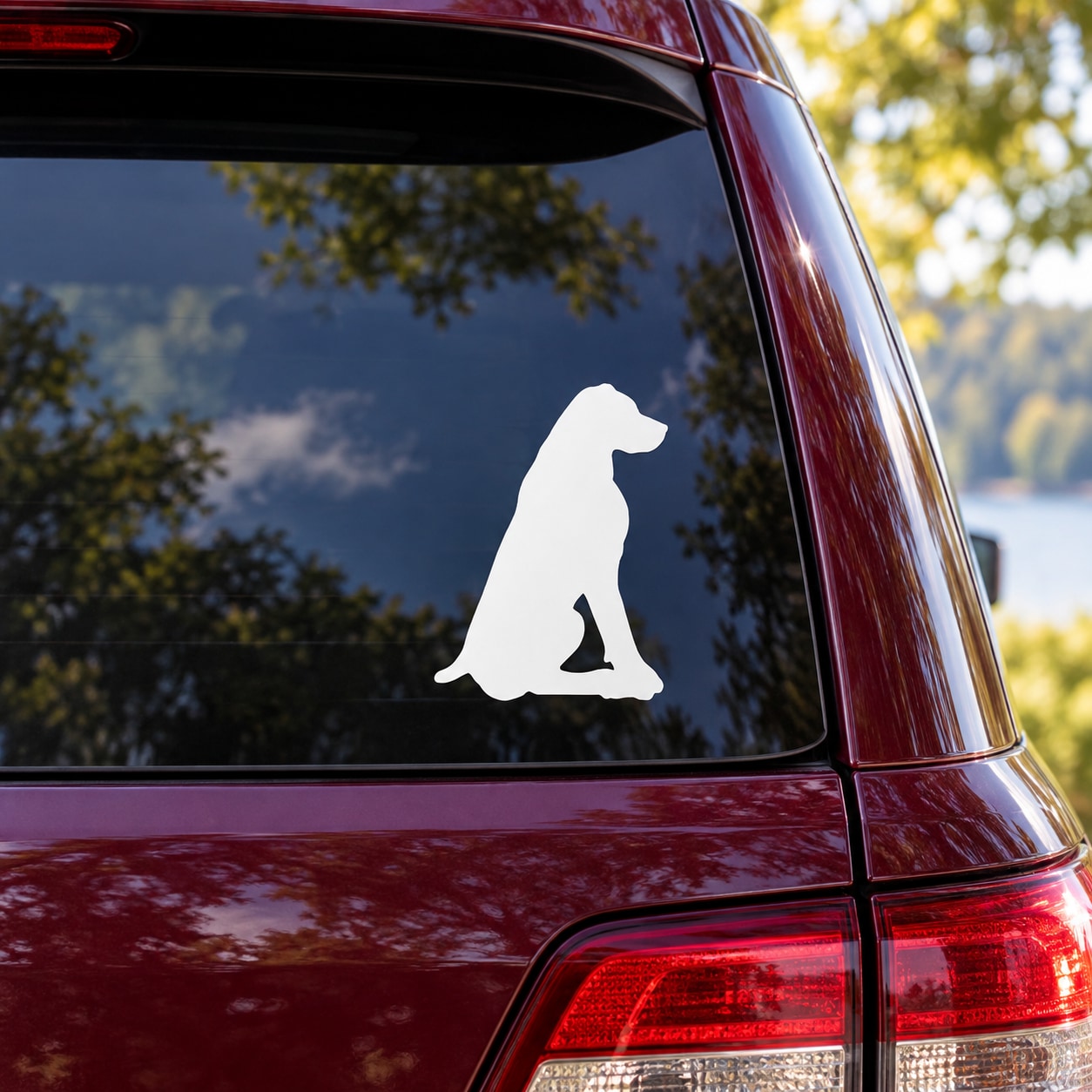 White sitting rottweiler silhouette decal for car windows