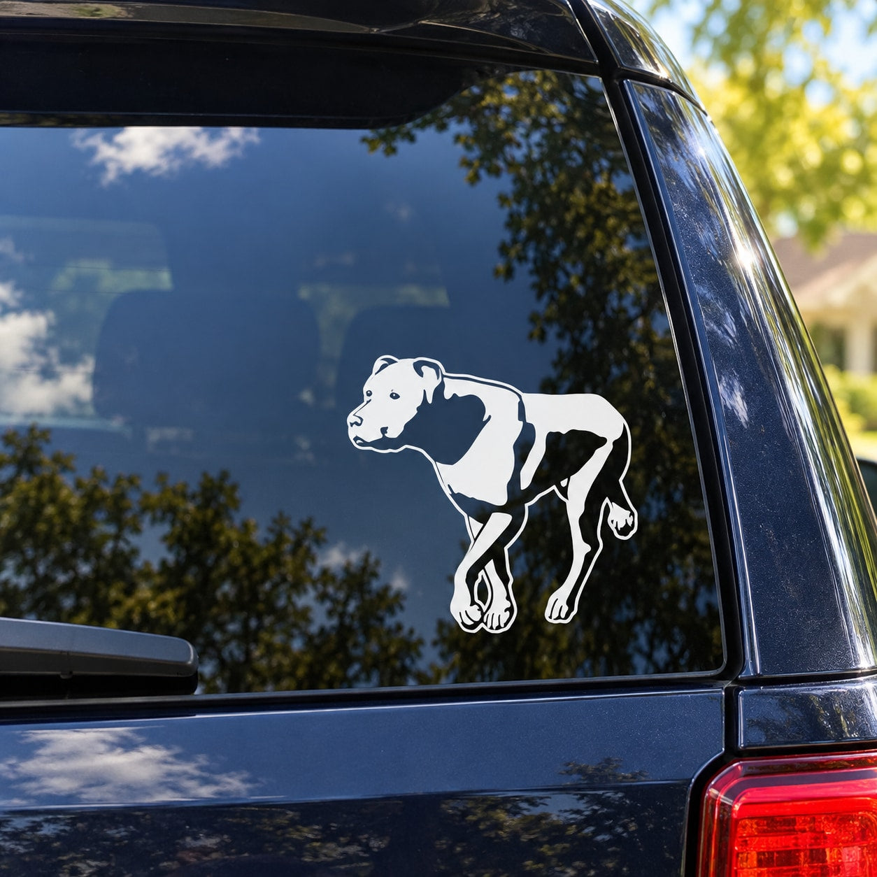 Rottweiler sneaking vinyl car window decal, white and dark graphic