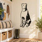 Sitting rottweiler decal, black line art of a curious dog.