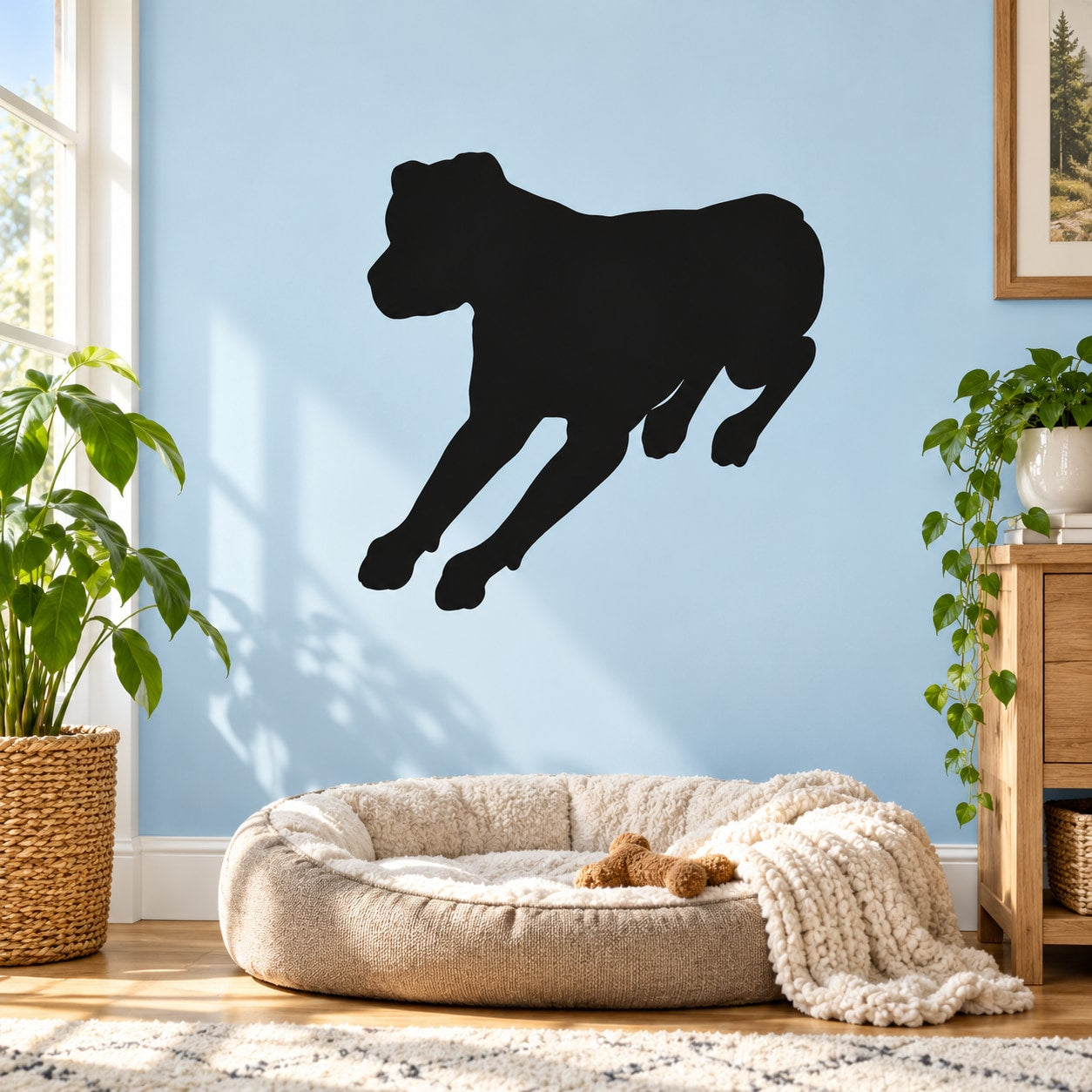 Rottweiler dog silhouette decal, black wall sticker