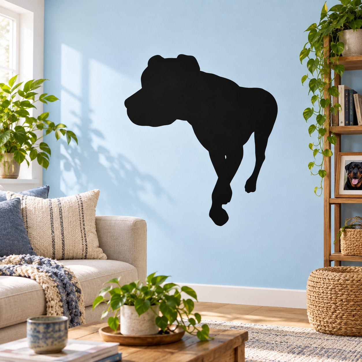 Black rottweiler hunting dog wall decal silhouette