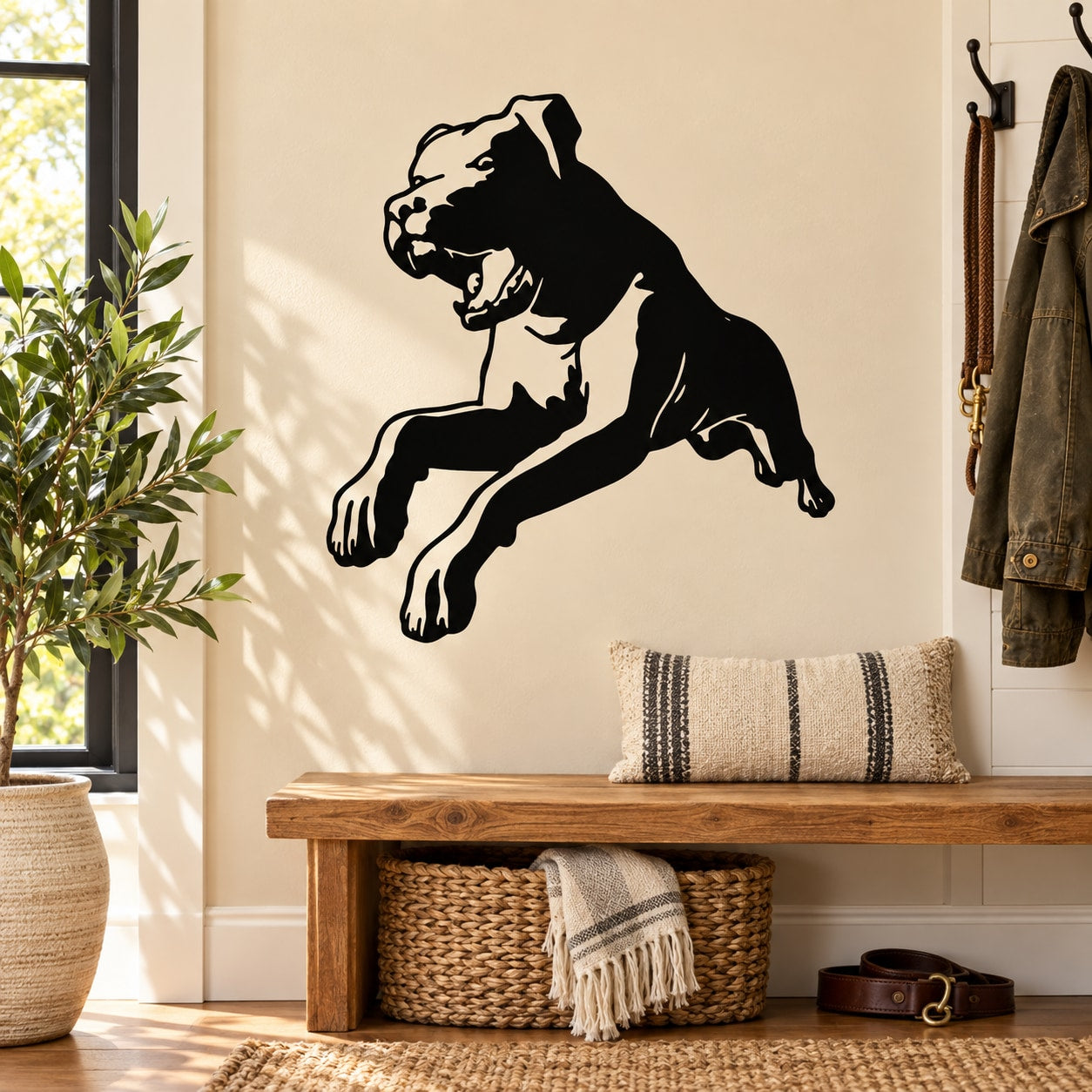 Black rottweiler attack style wall decal