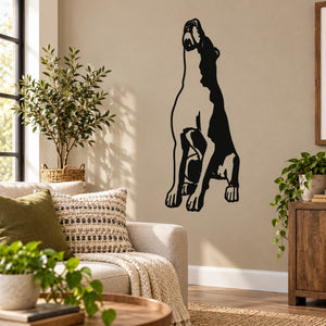 Howling rottweiler dog decal in black outline for wall, detailed silhouette