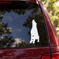 White rottweiler howling silhouette decal for car window