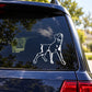 Walking rottweiler bark car window decal in white outline