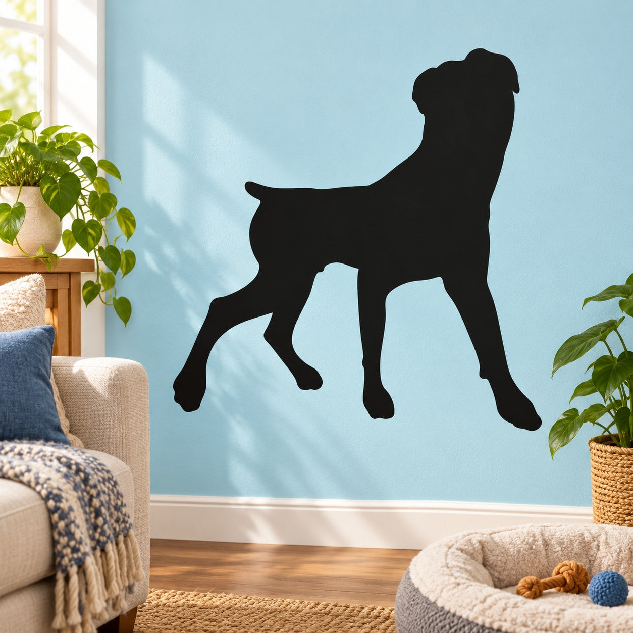 Black rottweiler barking wall decal silhouette