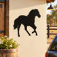 Black running horse wall decal with stylized silhouette