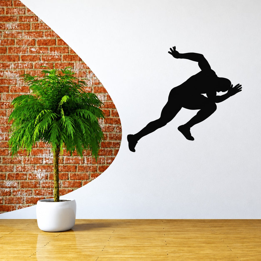 Sprinting Male Runner Decal — illustrative vinyl decal application mockup. Surrounding objects are not included.