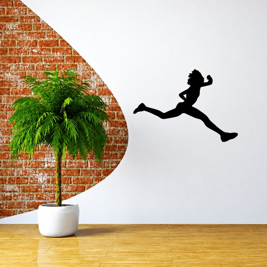 Running silhouette vinyl wall decal, black runner figure