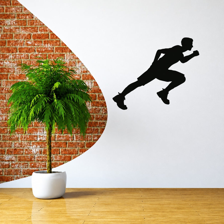 Black running runner vinyl wall decal silhouette
