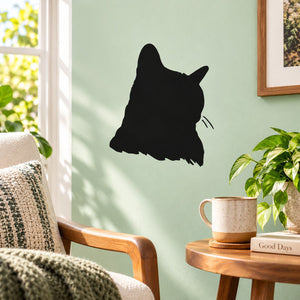 Cat head decal sticker with dark silhouette