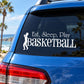 Basketball quote wall decal with white 'Eat, Sleep, Play Basketball' text and player silhouette