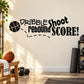 Basketball wall decal sticker with dribble shoot rebound score text and ball icon