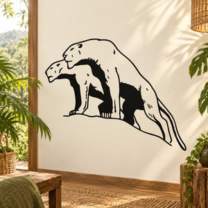 Saber-tooth tiger wall decal with black silhouette