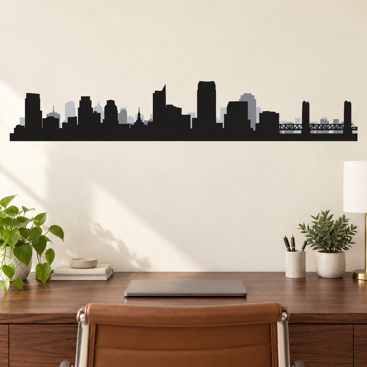 Sacramento California Skyline Decal — illustrative vinyl decal application mockup. Surrounding objects are not included.