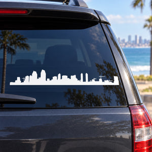 White San Diego skyline decal for car rear window